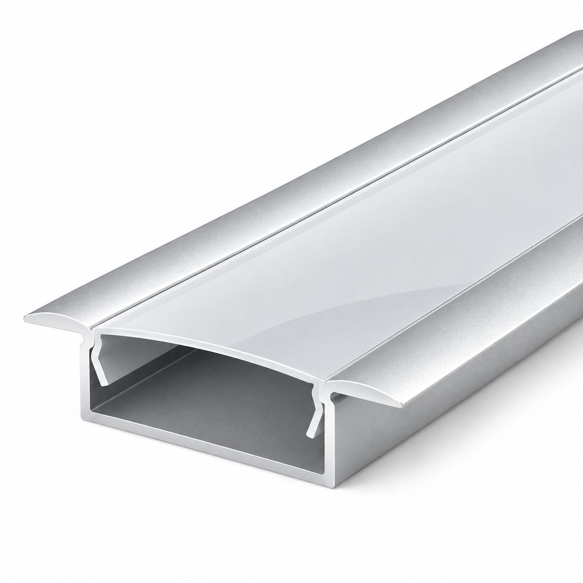 Profilé LED aluminium Silver FBS GROUP disponible en 8×14, 10×10, 15×20 et 30×15 mm pour installation de rubans LED.