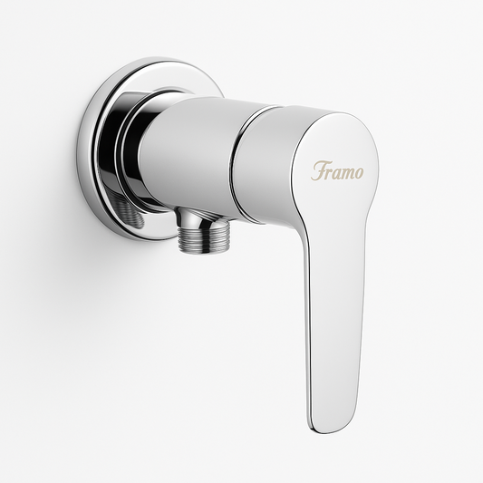 Robinet toilette chrome série B200 FRAMO – mécanisme céramique, anti-goutte, design compact moderne, fabrication italienne premium
