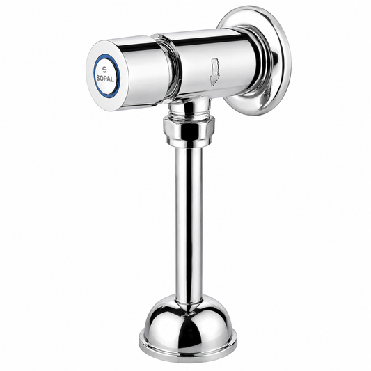 SOPAL Robinet d'Urinoir Temporisé Entrée Encastrée Série PILAU Réf. 06EGA04 — Cartouche Anticalcaire Économie d'Eau 85%, Temporisation 8s, Endurance 210 000 Cycles, Raccordement G1/2", Collectivités, Chrome NF EN ISO 1456 | SQES Tunisie
