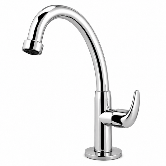 SOPAL Robinet Vertical Série KERKENNAH Chrome Brillant Réf. 06EVA04 — Bec Orientable, Tête Céramique Économie d'Eau, Quart de Tour, Flexibles Souples, NF EN ISO 1456, Laiton, Garantie 5 Ans, Made in Tunisia | SQES Tunisie

