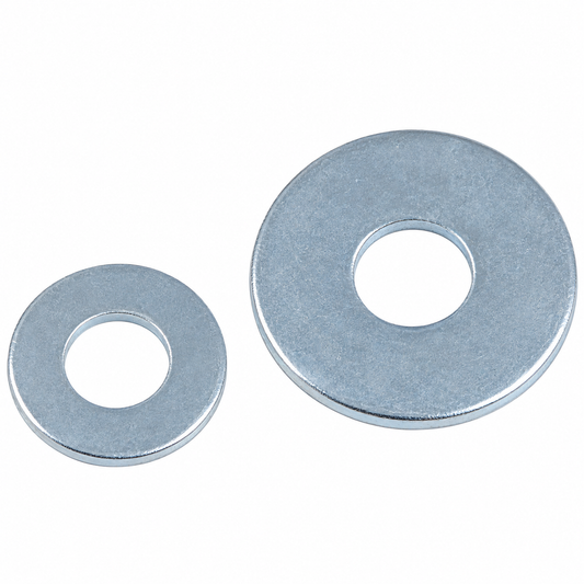 Rondelle plate MARTIGRAP M5 en acier zingué, DIN 125, Ø intérieur 5,3 mm, Ø extérieur 10 mm et épaisseur 1 mm.