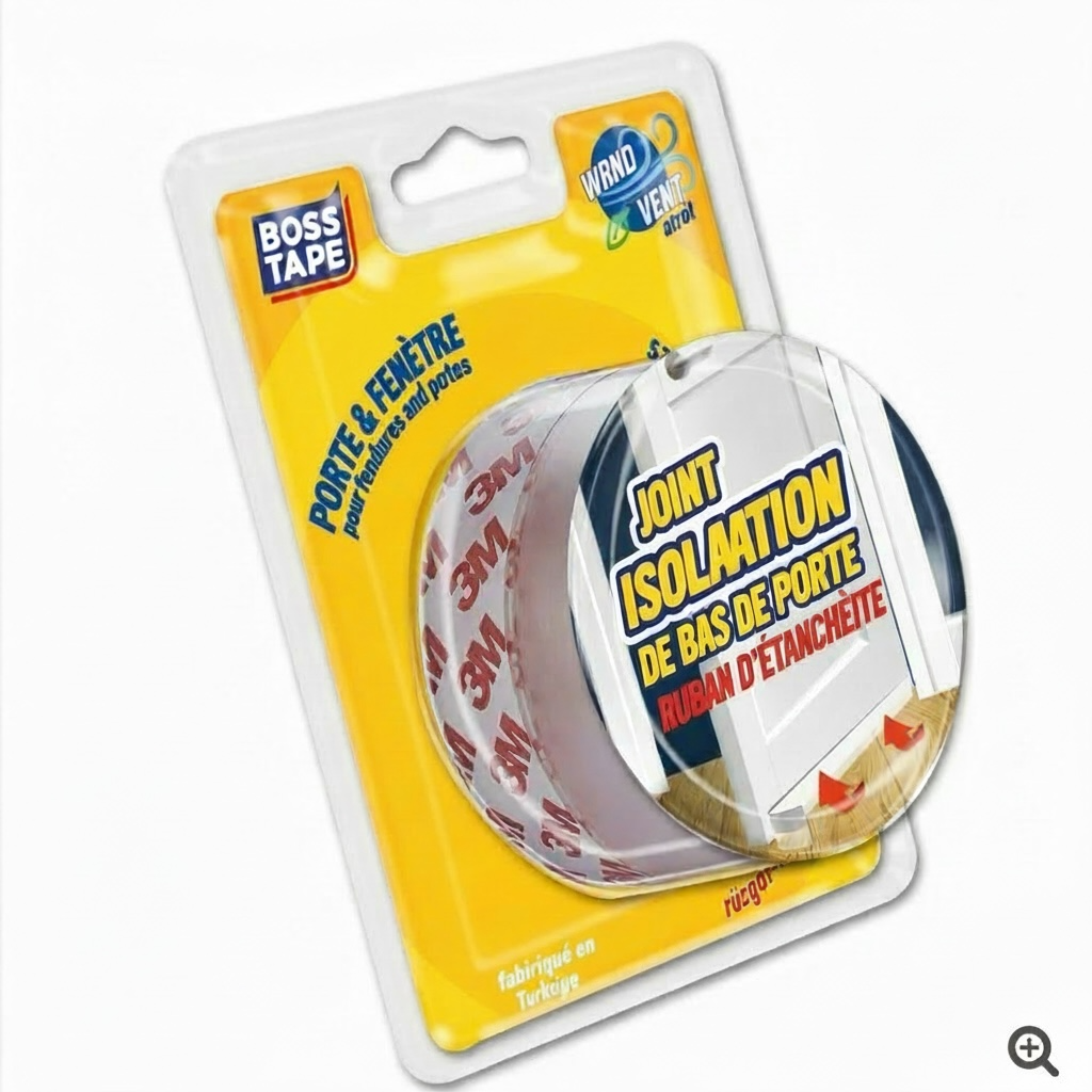Ruban calfeutrage silicone Boss Tape 3m – étanchéité porte et fenêtre, isolation thermique et acoustique