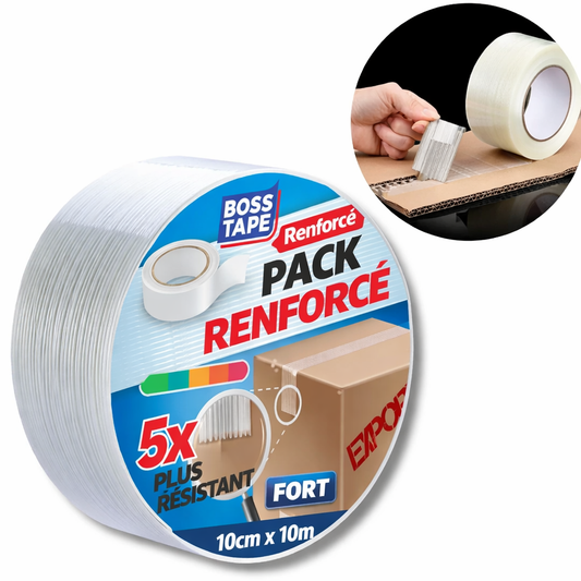 Ruban cerclage fibre de verre Boss Tape 45mm x 25m – ultra-résistant à la traction, sécurisation colis et emballage professionnel