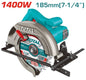 Scie Circulaire TOTAL TS11418526 1400W 185mm 4800tr/min Coupe 90° 65mm 45° 44mm Biseau Réglable — SQES Tunisie

