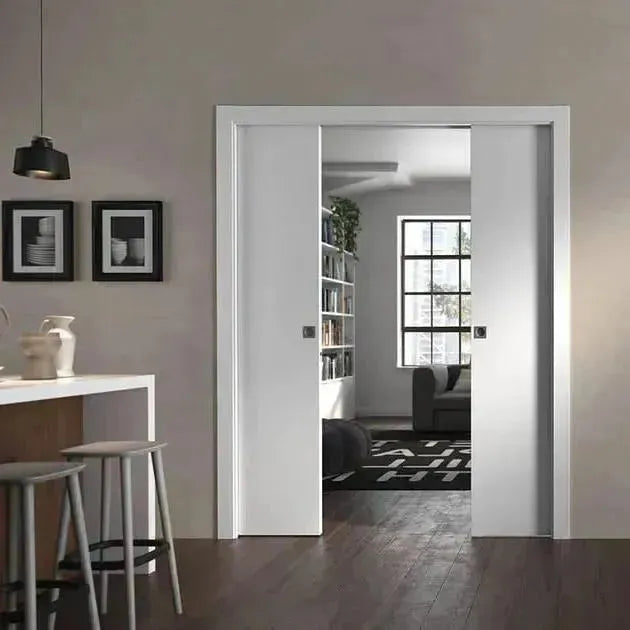 SCRIGNO 4198AQ1400 – système pour porte coulissante escamotable double 2 vantaux, 1400 × 2100 × 105 mm, pour libérer l’espace de débattement | SQES Tunisie
