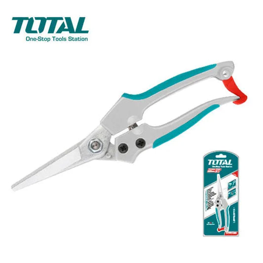 Sécateur TOTAL THTP61083 205mm lame acier carbone 55C chromée poignée aluminium TPR – SQES Tunisie