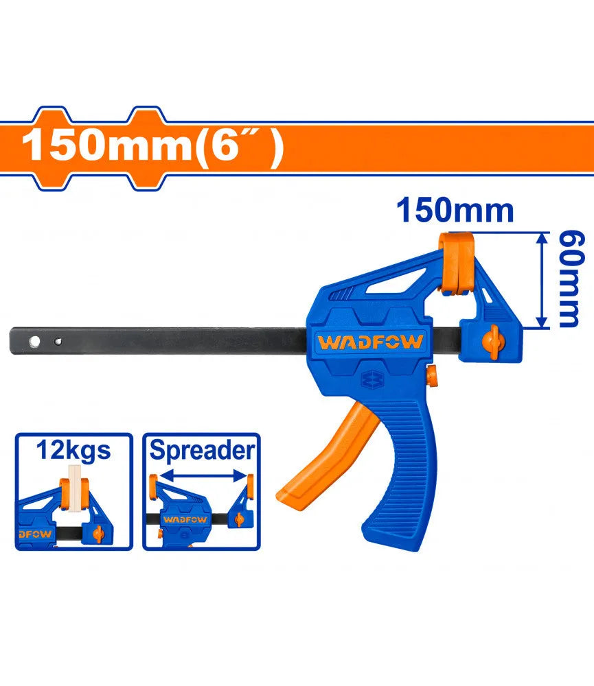 Serre joint rapide - - Serre-Joint Rapide WADFOW — 6"  Nylon Renforcé Serrage 1 Main Écarteur Menuiserie Assemblage | SQES Tunisie
