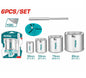 Set 6 scies-cloches diamantées TOTAL TAC44061 – poudre diamant YG8C, perçage à sec, carrelage porcelaine céramique grès, coupe nette
