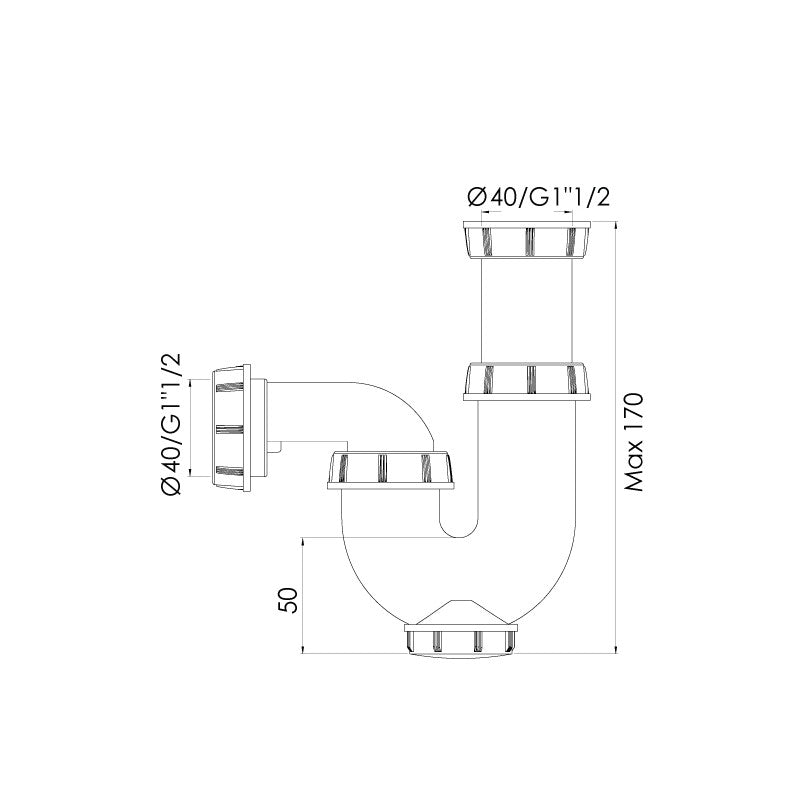 Siphon Cross PVC Ø40 mm EJIM – 3 Sorties Anti-Odeur