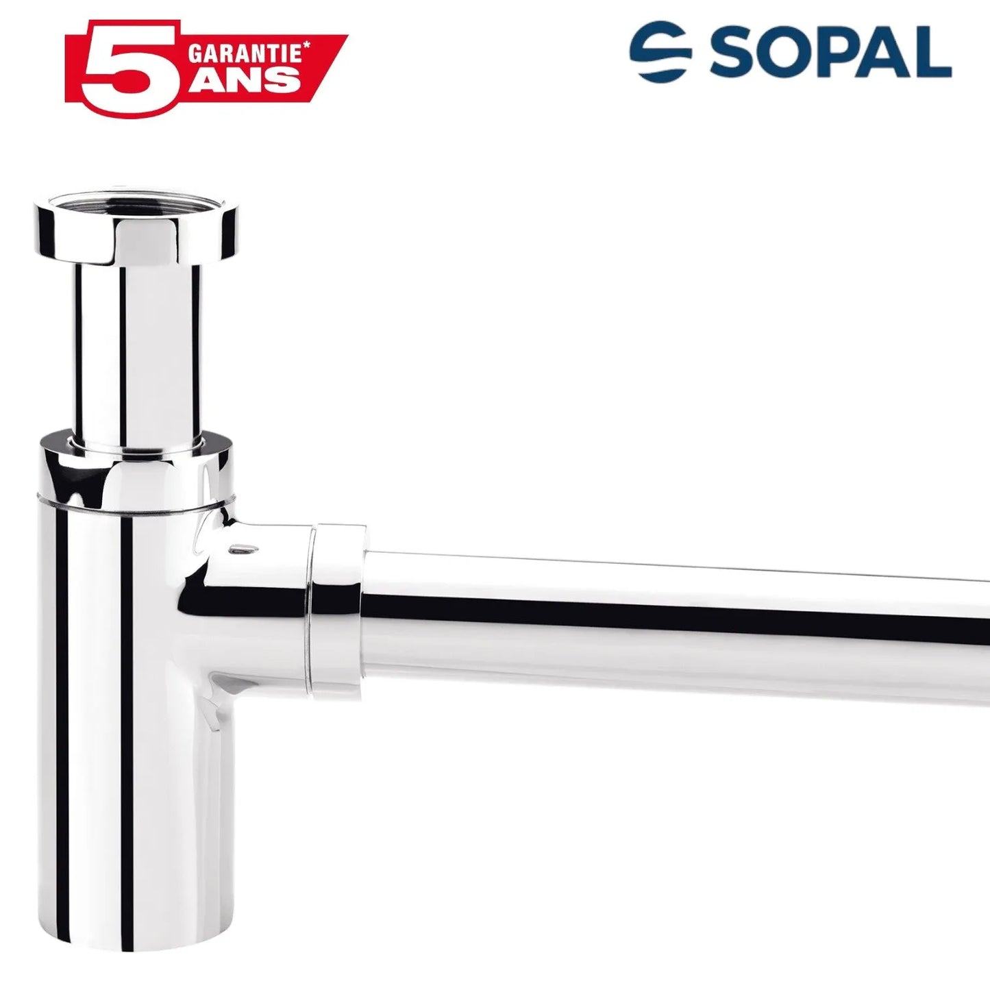Siphon Rond Chromé SOPAL 1908A04 — Drainage Efficace Lavabo Inox Résistant Corrosion | SQES Tunisie
