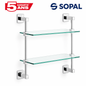 Tablette double en verre SOPAL Ward SB47A04 chromé brillant laiton fixations invisibles | SQES Tunisie
