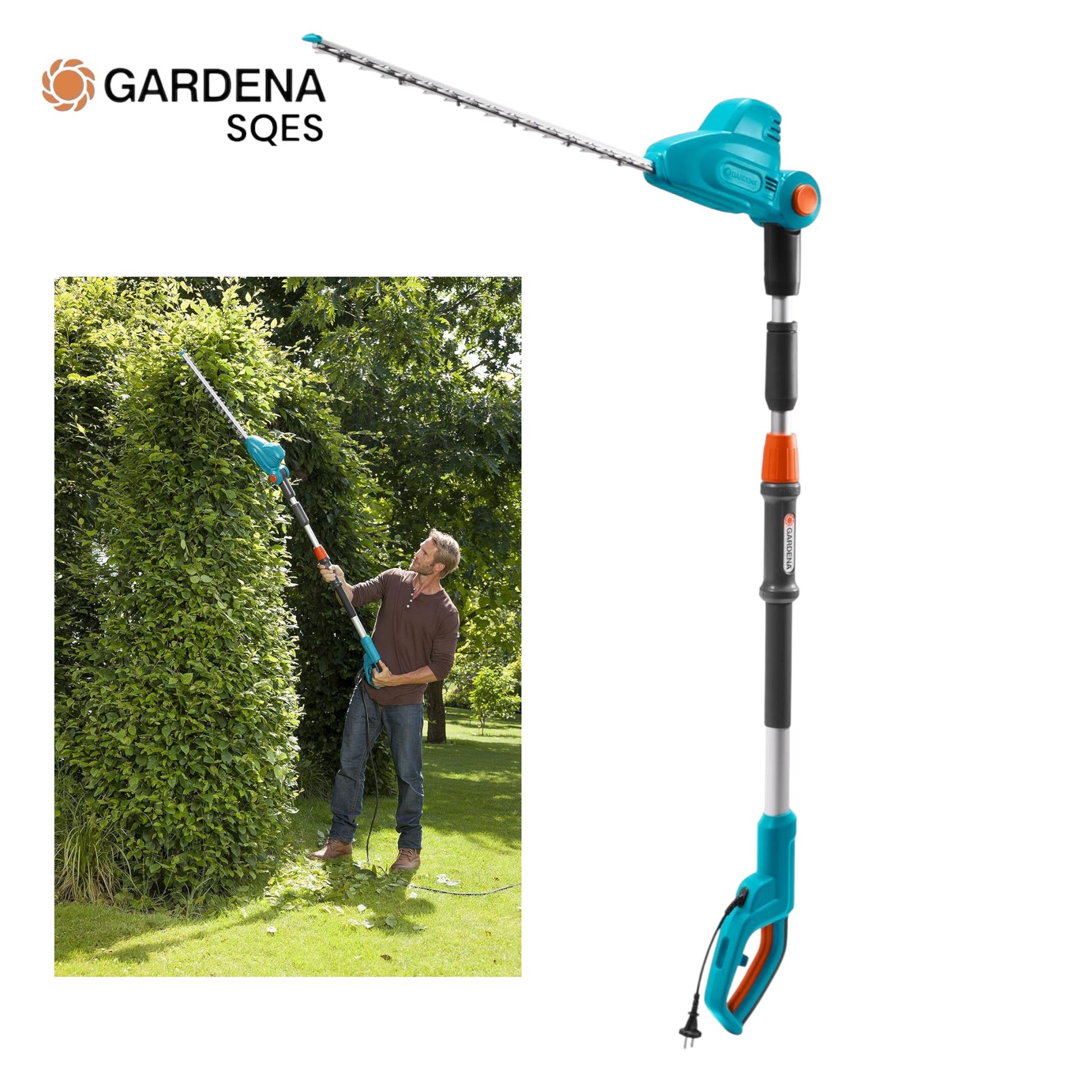 Taille-Haie Télescopique Électrique GARDENA THS 500/48 Réf. 8883-20 — 500W Lame 48cm Tête Pliable Haies Hautes | SQES Tunisie
