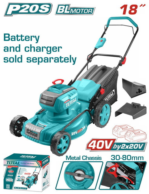 Tondeuse à Gazon Sans Fil TOTAL TLMLI20185 40V Brushless 460mm 3-en-1 Bac 60L — SQES Tunisie

