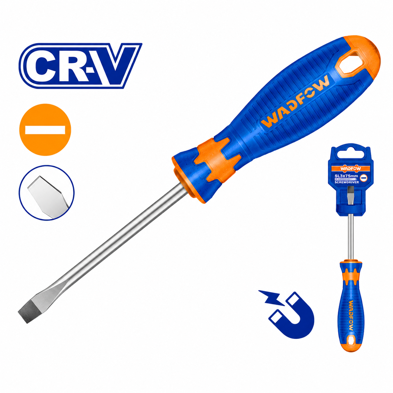 Tournevis Fente WADFOW Cr-V 5 Tailles 3 4 5 6 8mm Bricolage Professionnel | SQES Tunisie

