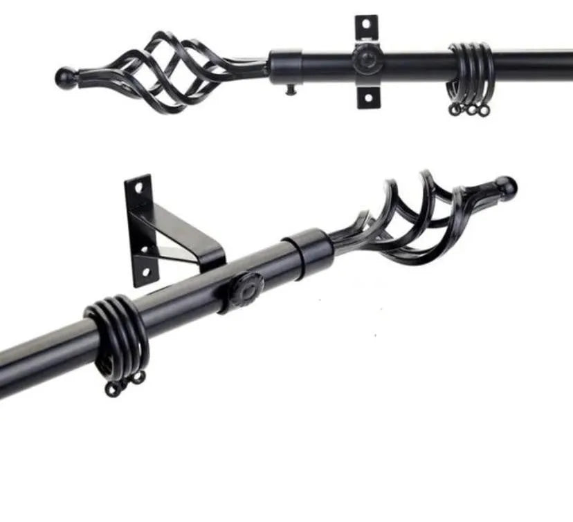Tringle Extensible pour Rideau en Acier – Ø25 mm - Noir - SQES