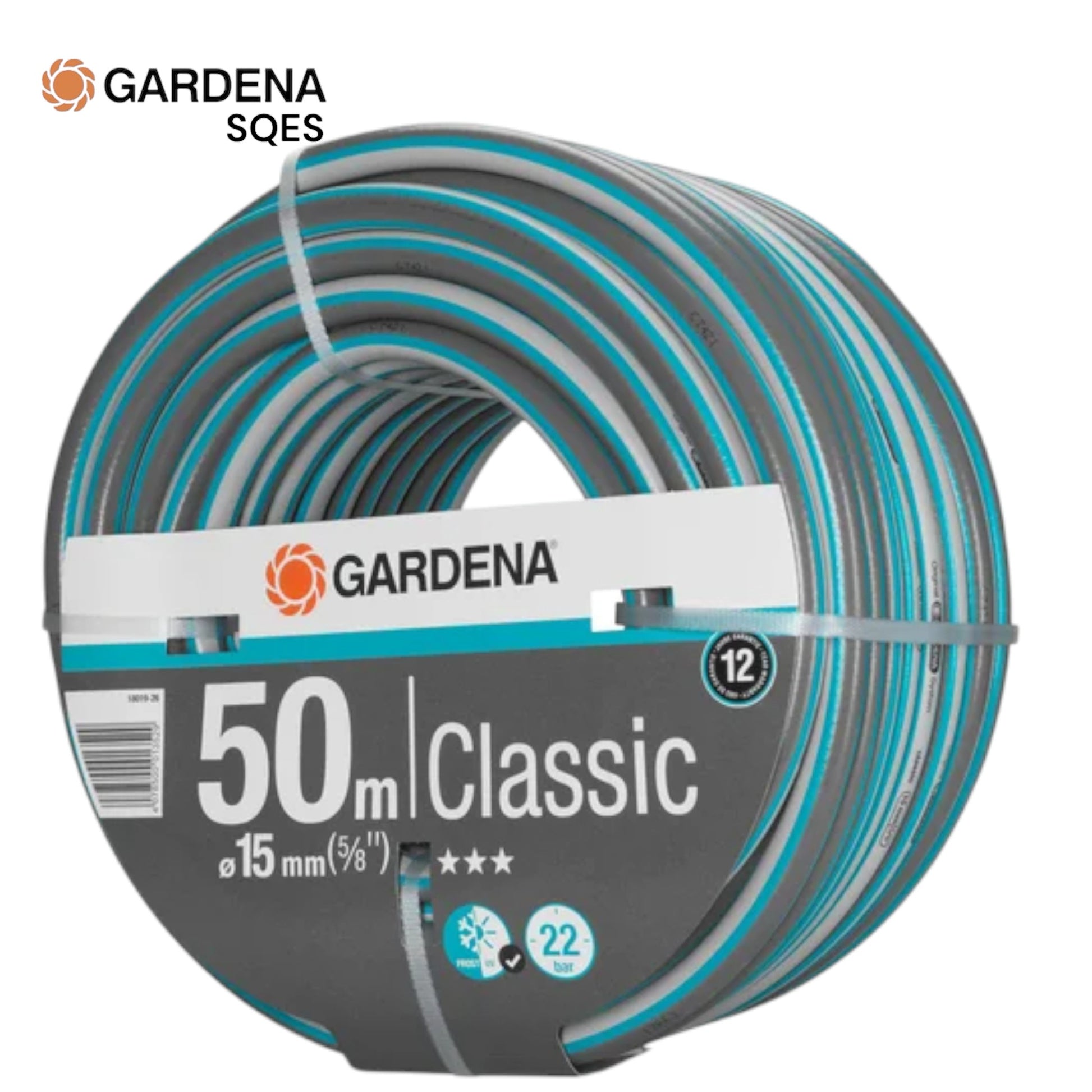 Tuyau d'Arrosage Classic 15 mm (5/8") 50m GARDENA Réf. 18019-26 — Longue Portée, Robuste, Résistant UV, Économique, Grands Jardins | SQES Tunisie
