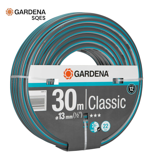 Tuyau d'Arrosage Classique 13mm (1/2") 30m GARDENA Réf. 18009-20 — Résistant UV Compatible Raccords Jardin | SQES Tunisie
