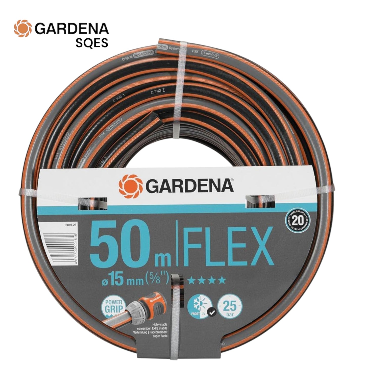 Tuyau d'Arrosage Comfort Flex 15 mm (5/8") 50m GARDENA Réf. 18049-26 — Flexibilité Maximale, Résistant UV & Gel, Grands Jardins Tunisie | SQES
