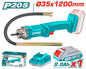 Vibrateur à béton sans fil TOTAL TCVLI2023011 20V – aiguille Ø35x1200mm, 2300tr/min, batterie Li-Ion 2Ah + chargeur inclus, construction maçonnerie
