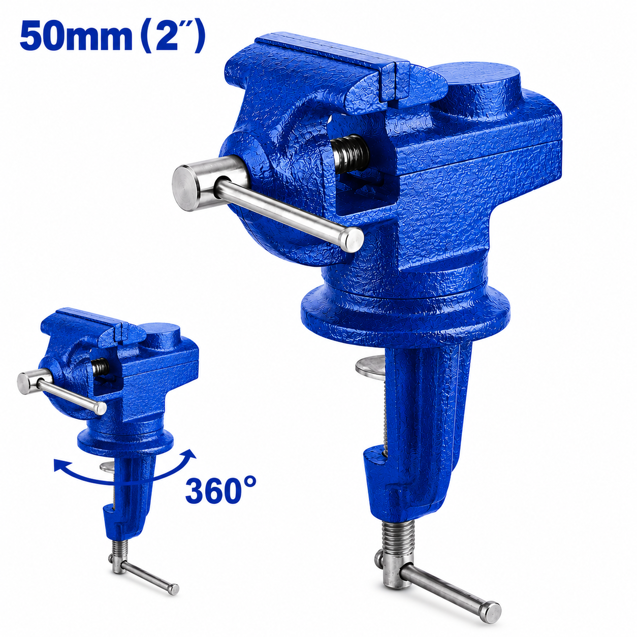 Étau Pivotant WADFOW 50mm — Étau d'Établi Fonte Robuste Serrage Métallurgie Menuiserie Chantier | SQES Tunisie
