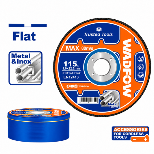 Jeu de 50 Disques Inox 115×1mm WADFOW WAC3L45 — Tronçonnage Inox Acier Inoxydable Meuleuse 115mm Serrurerie Chaudronnerie | SQES Tunisie
