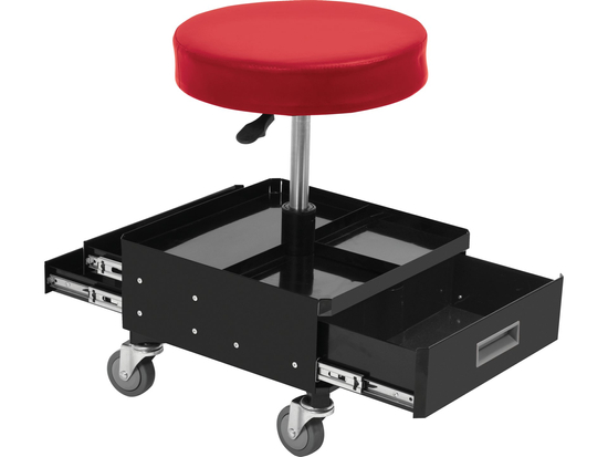 Tabouret d'atelier YATO YT-08795, réglable 450-560mm, 3 tiroirs à billes, 4 roulettes, 150kg garage
