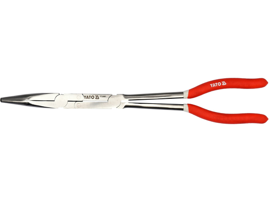 Pince à bec courbé YATO YT-20401, 330mm angle 45°, acier CrV 50 HRC, poli miroir, précision pro
