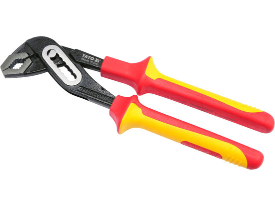 Pince multiprise VDE YATO YT-21161, 10" 250mm 1000V isolée, acier 60CrV chromé, électricien pro
