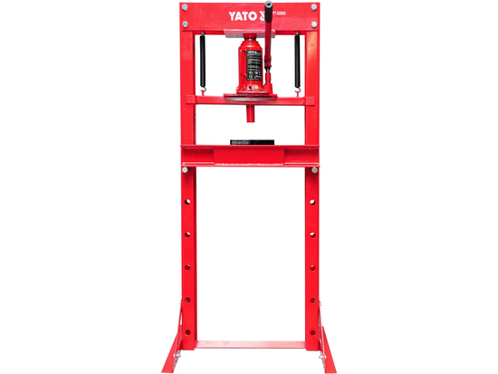 Presse hydraulique YATO YT-55580, 12 tonnes châssis H acier, 0-695mm, roulements silent-blocs atelier
