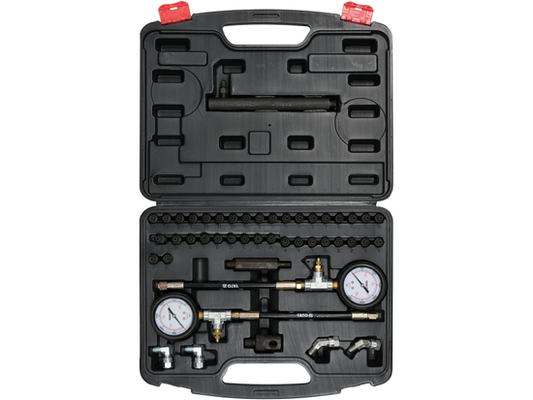 Testeur pression système freinage YATO YT-73040, kit 46 pièces 37 adaptateurs, compatible ABS
